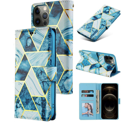 iPhone Leather Flip Wallet Marble Phone Cover - mazz land