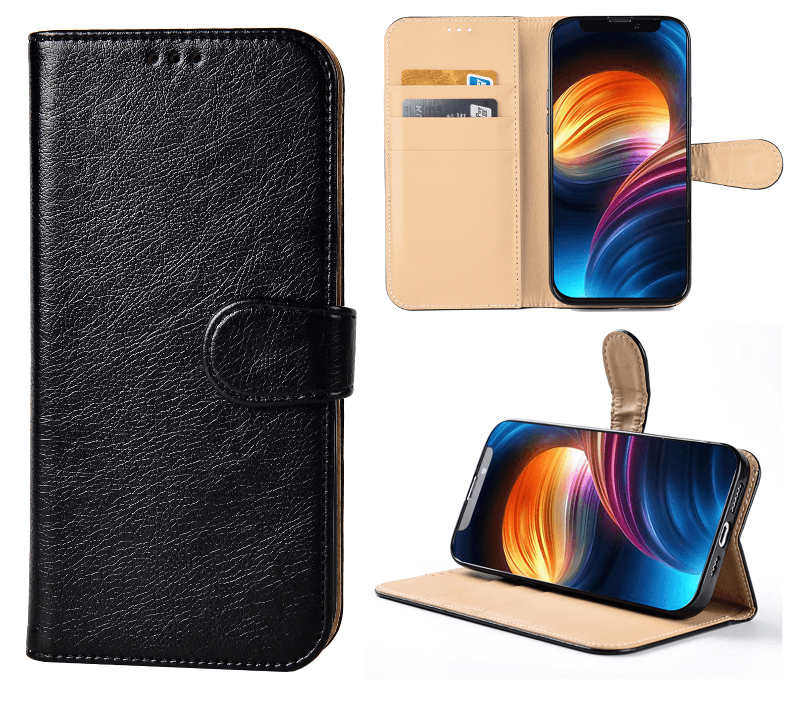 iPhone Max Leather Book Wallet Flip Case Stand Cover
