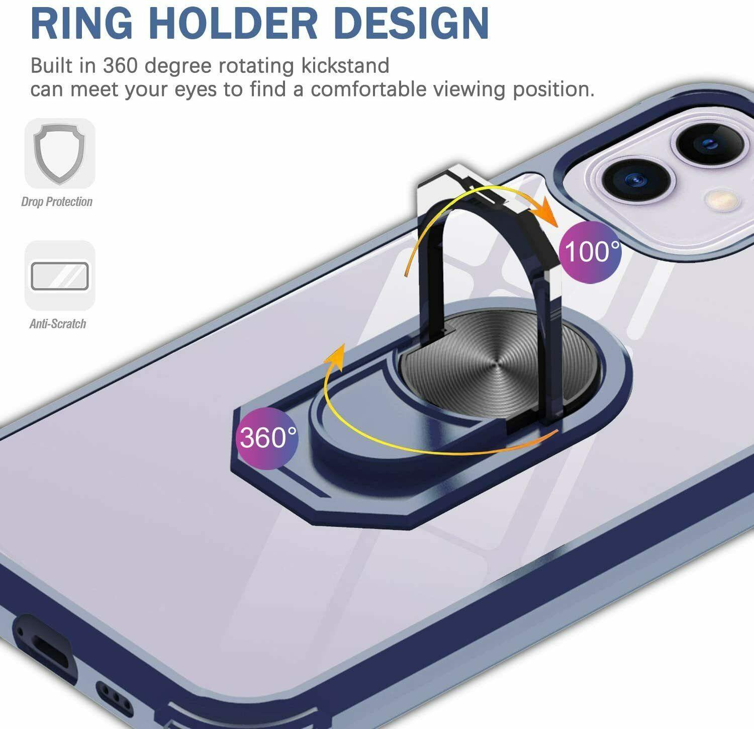 iPhone Hybrid Magnetic Ring Stand Slim Clear Hard Cover