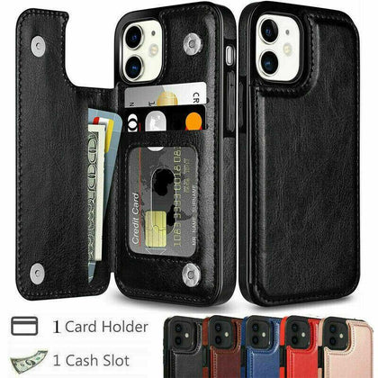 iPhone Leather Wallet Card Holder Phone Back Cover - mazz land